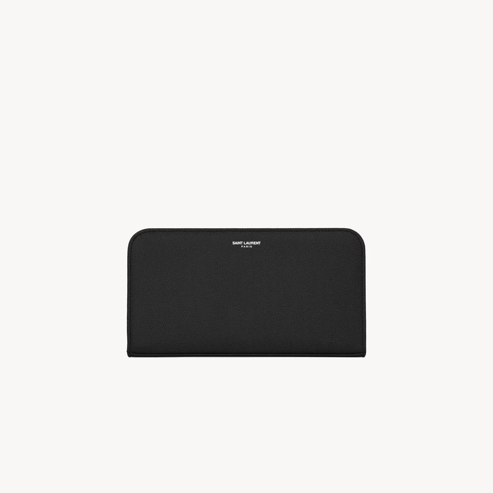 Saint Laurent Zip Around Wallet in Grained Leather